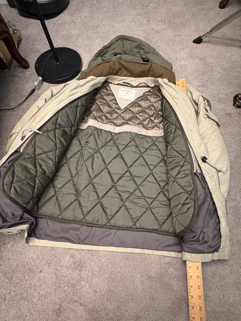 Men's Beige Field Parka with Olive Liner - Heritage Military Style - Picture 4 of 4